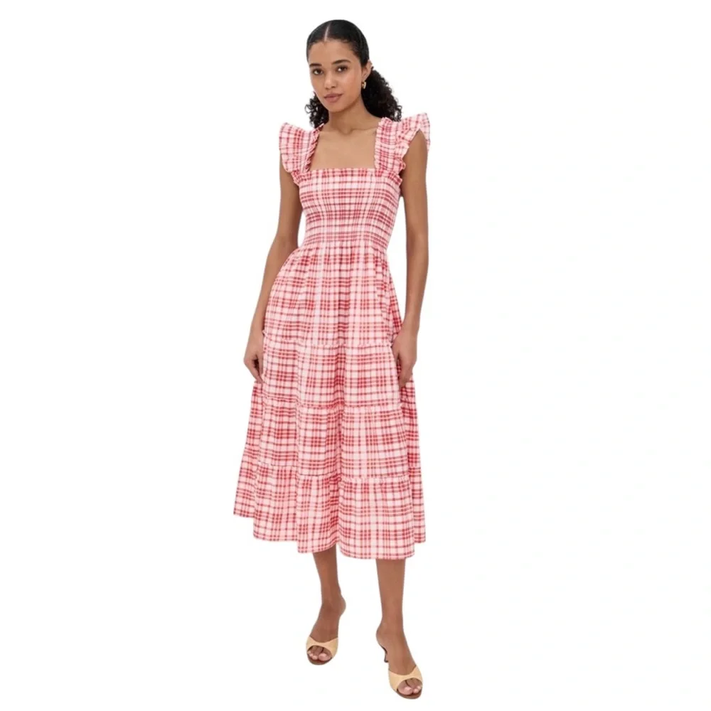 Hill House Ellie Nap Dress. Watercolor Gingham - Cherry. M. NWT. - Picture 1 of 6